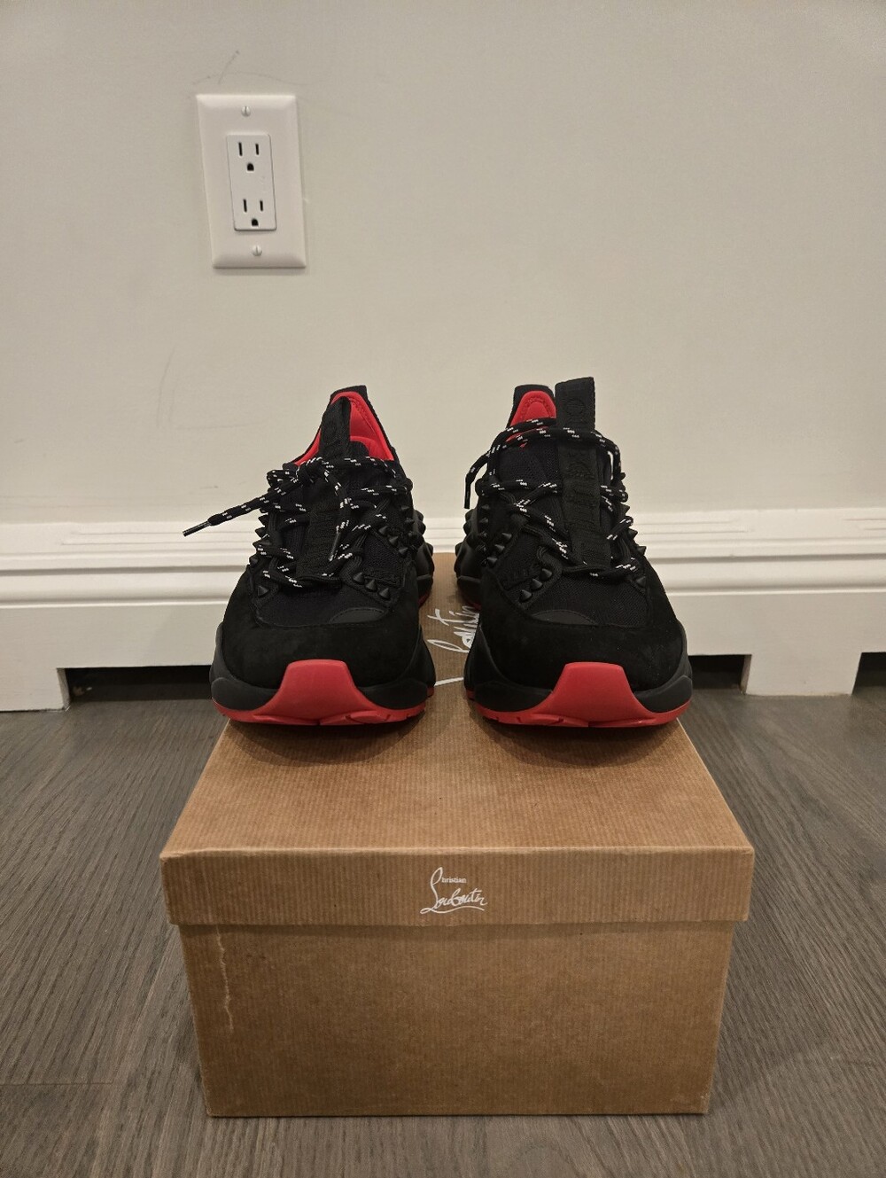 $1150 Christian Louboutin TrailnRun Neoprene Suede Black Sneakers EU 38 US 8 NIB - Picture 7 of 11